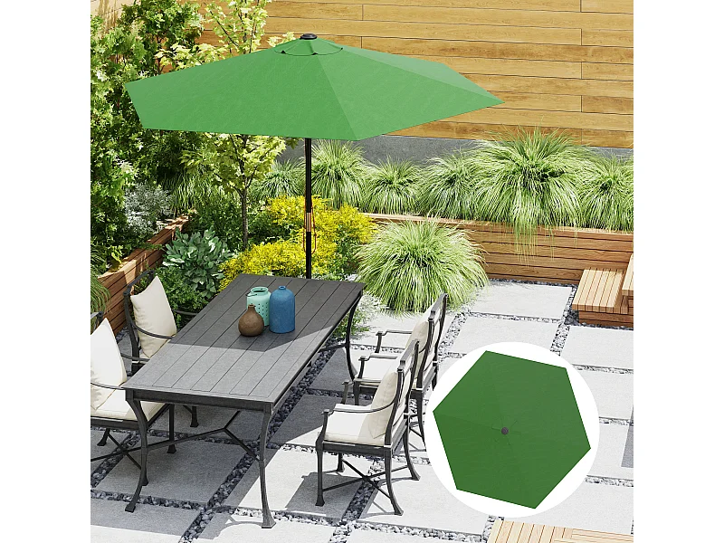 Telo di ricambio per ombrellone da giardino ø3 m e prese d'aria verde