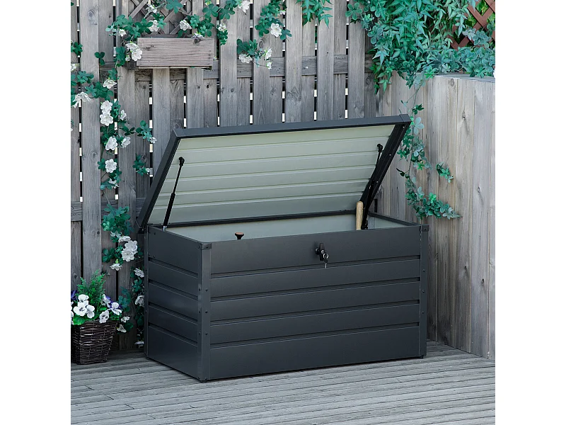 Panca contenitore da esterno con chiave acciaio 120x62x62cm