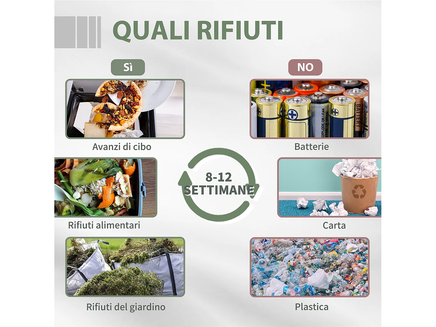 Compostiera domestica da giardino e da balcone girevole nera