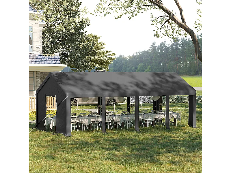 Tendone da giardino per feste 8x4m con porte a cerniera