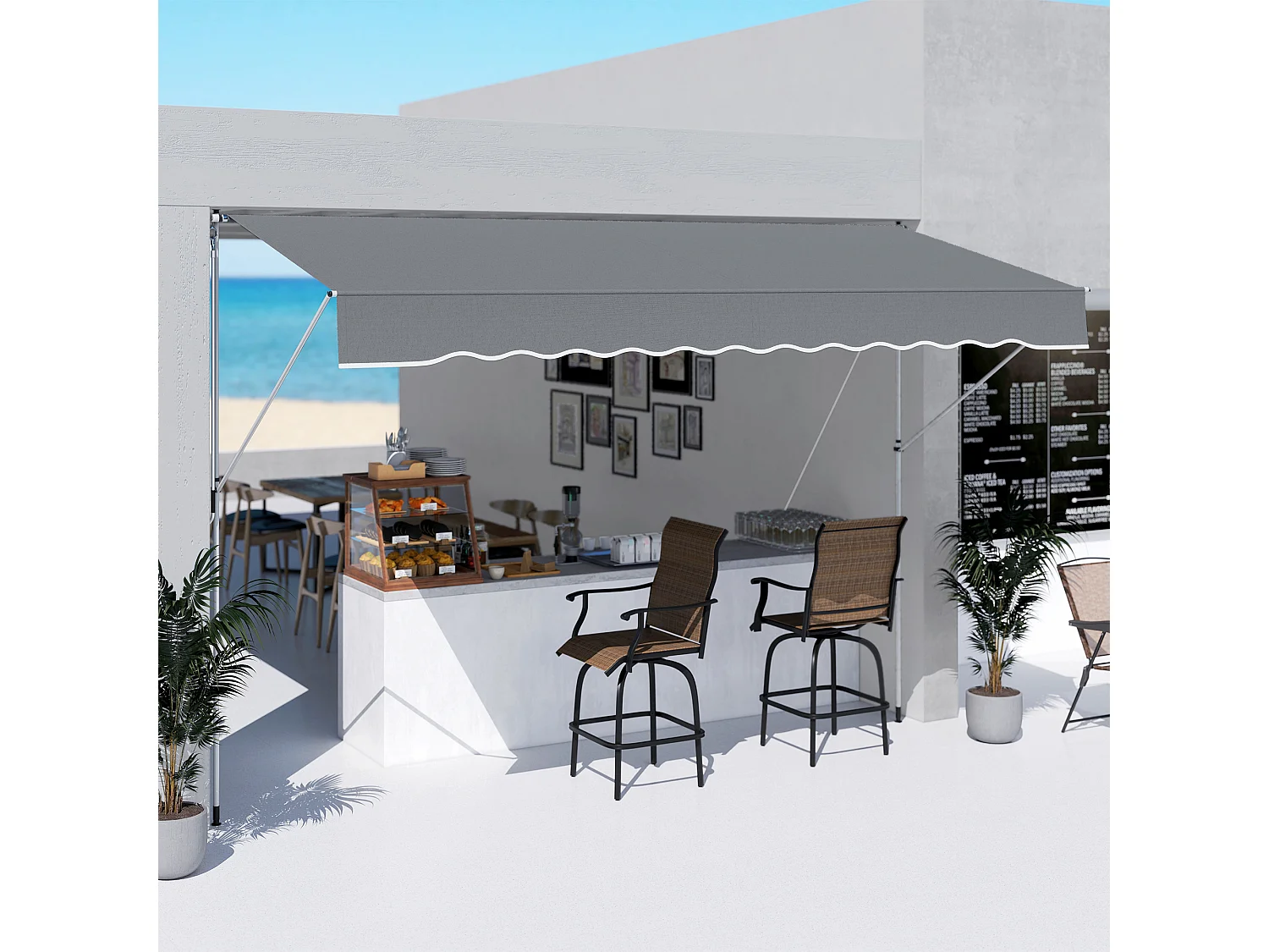 Tenda da sole 2x1.5m a manovella e telaio telescopico verde