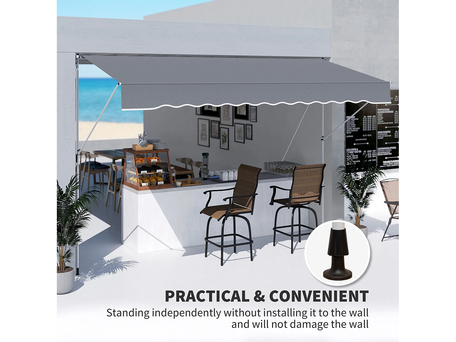 Tenda da sole 2x1.5m a manovella e telaio telescopico verde