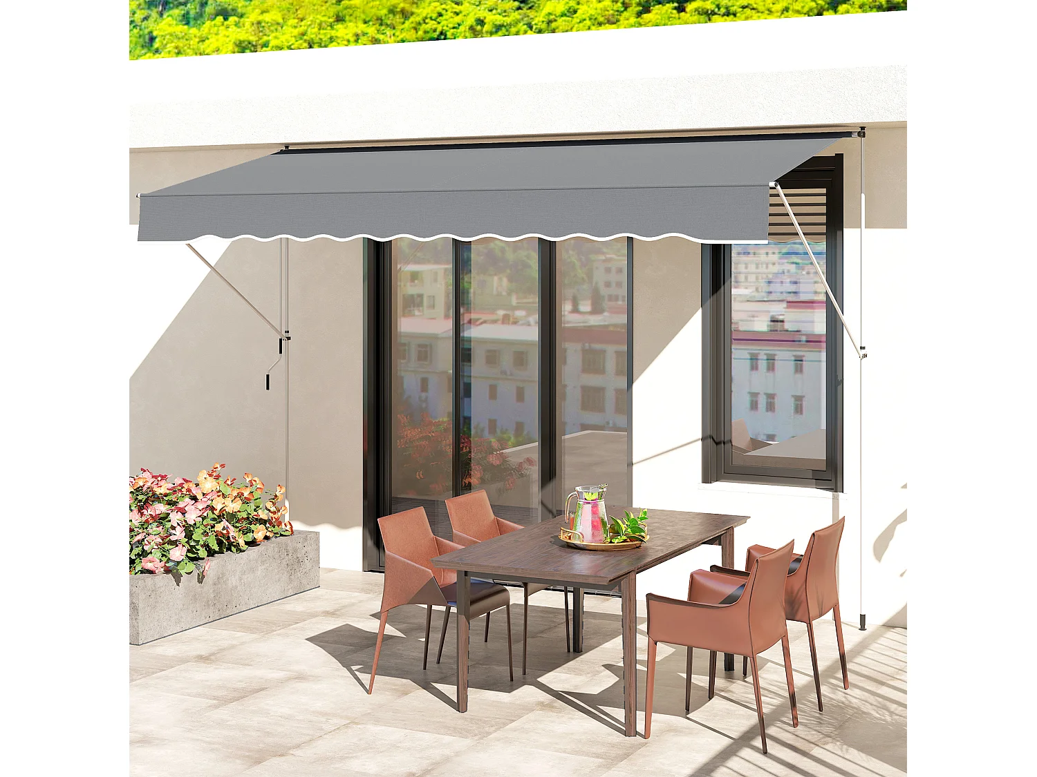 Tenda da sole 2x1.5m a manovella e telaio telescopico verde