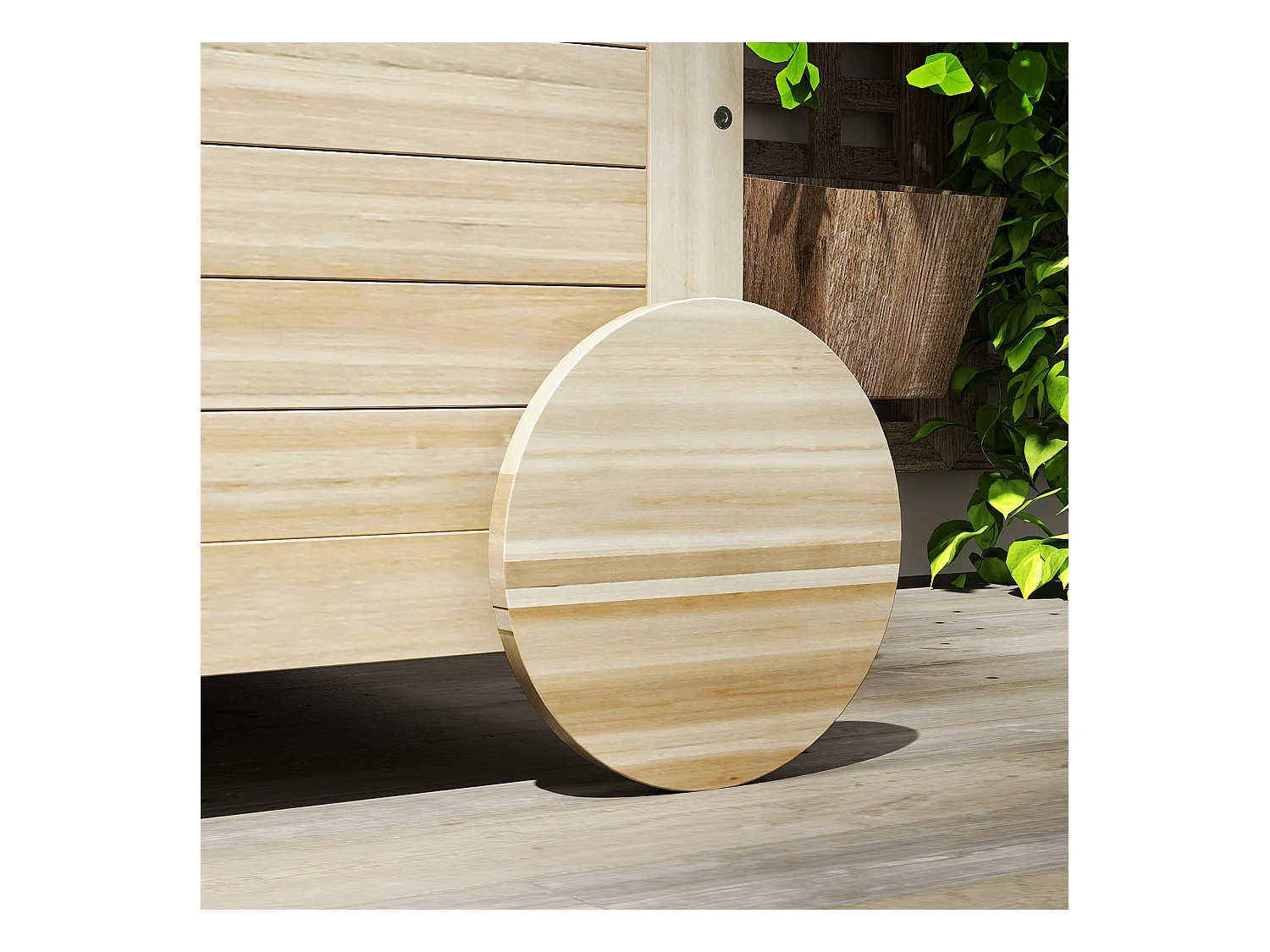 Baule da esterno 185l a 2 ruote in legno di abete 110x50x50 cm