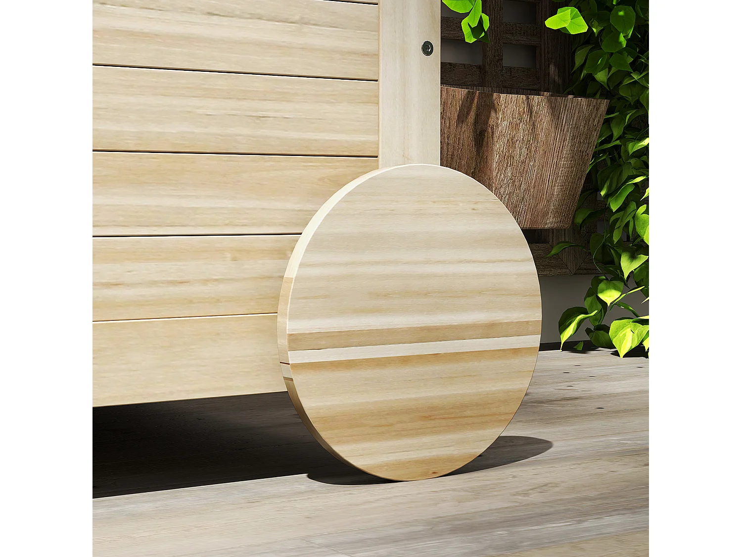 Baule da esterno 185l a 2 ruote in legno di abete 110x50x50 cm