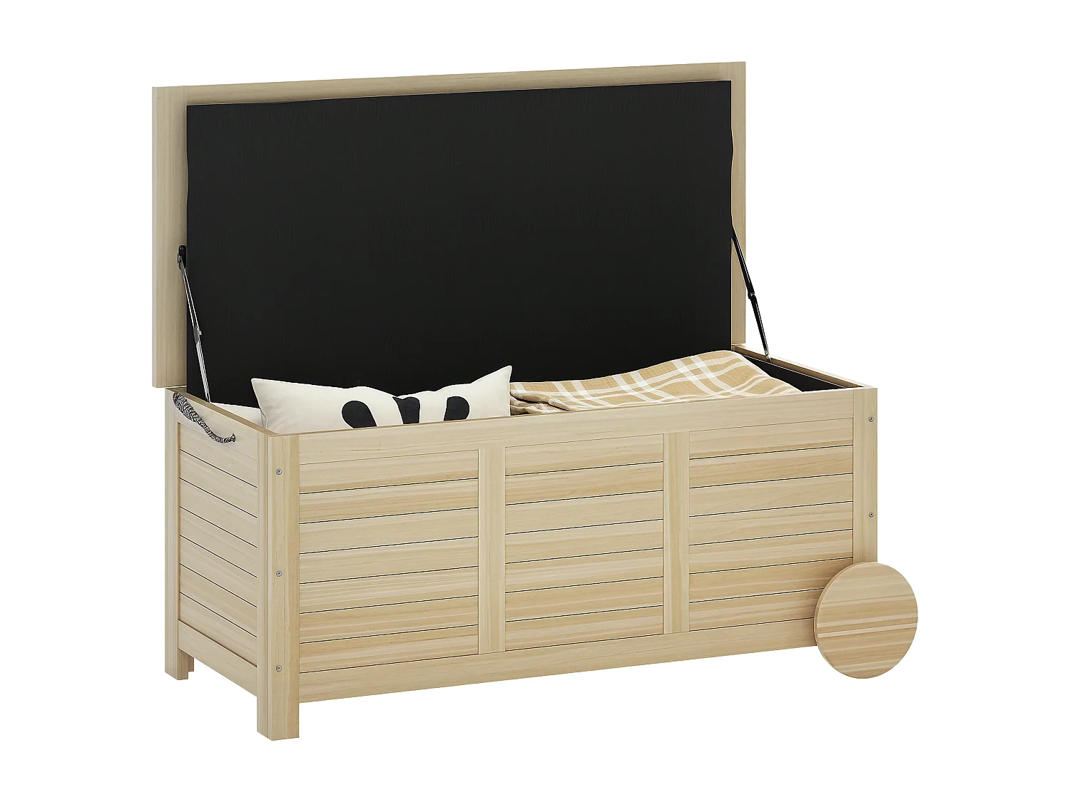 Baule da esterno 185l a 2 ruote in legno di abete 110x50x50 cm