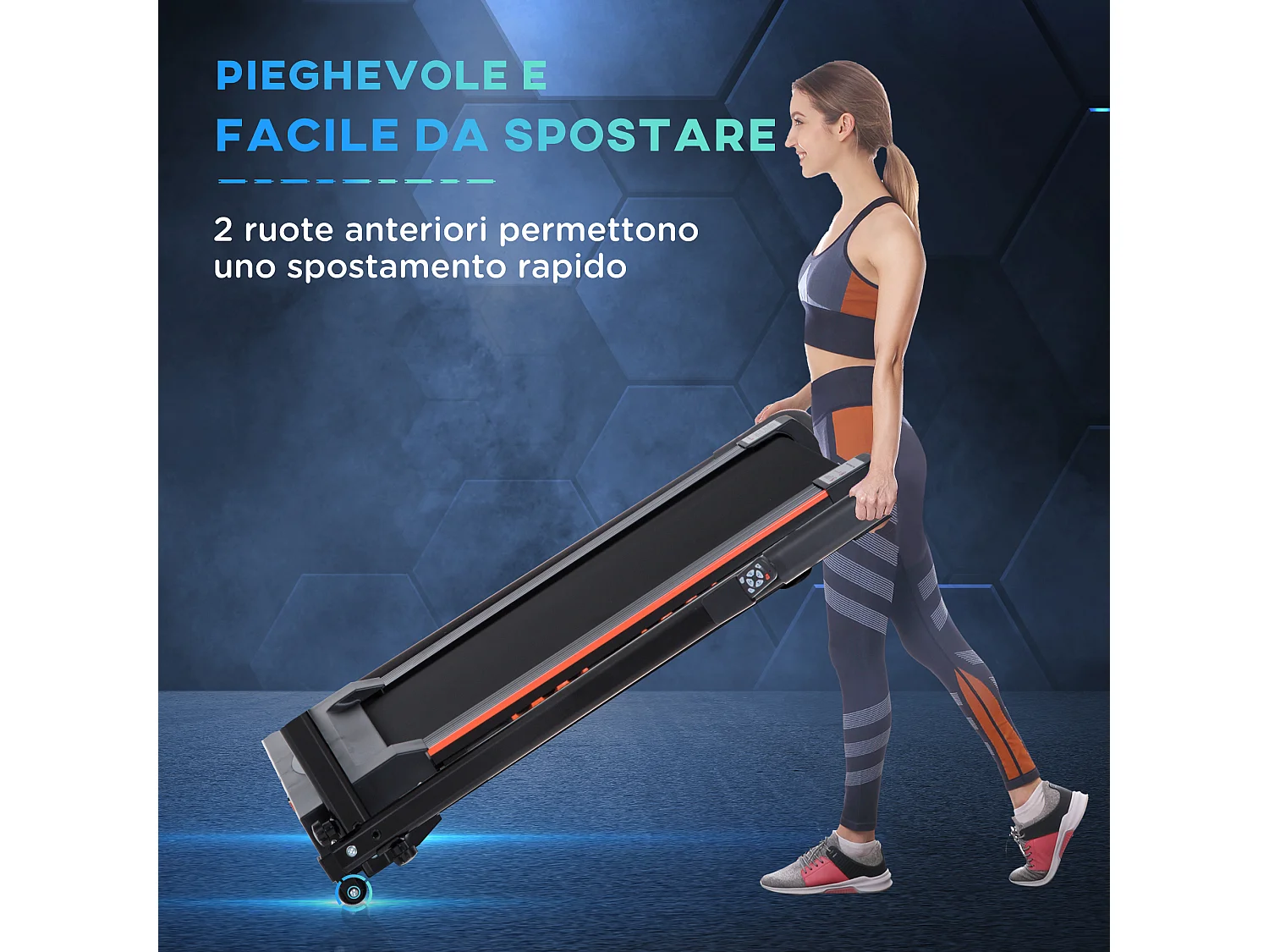 Tapis roulant elettrico pieghevole salvaspazio con telecomando