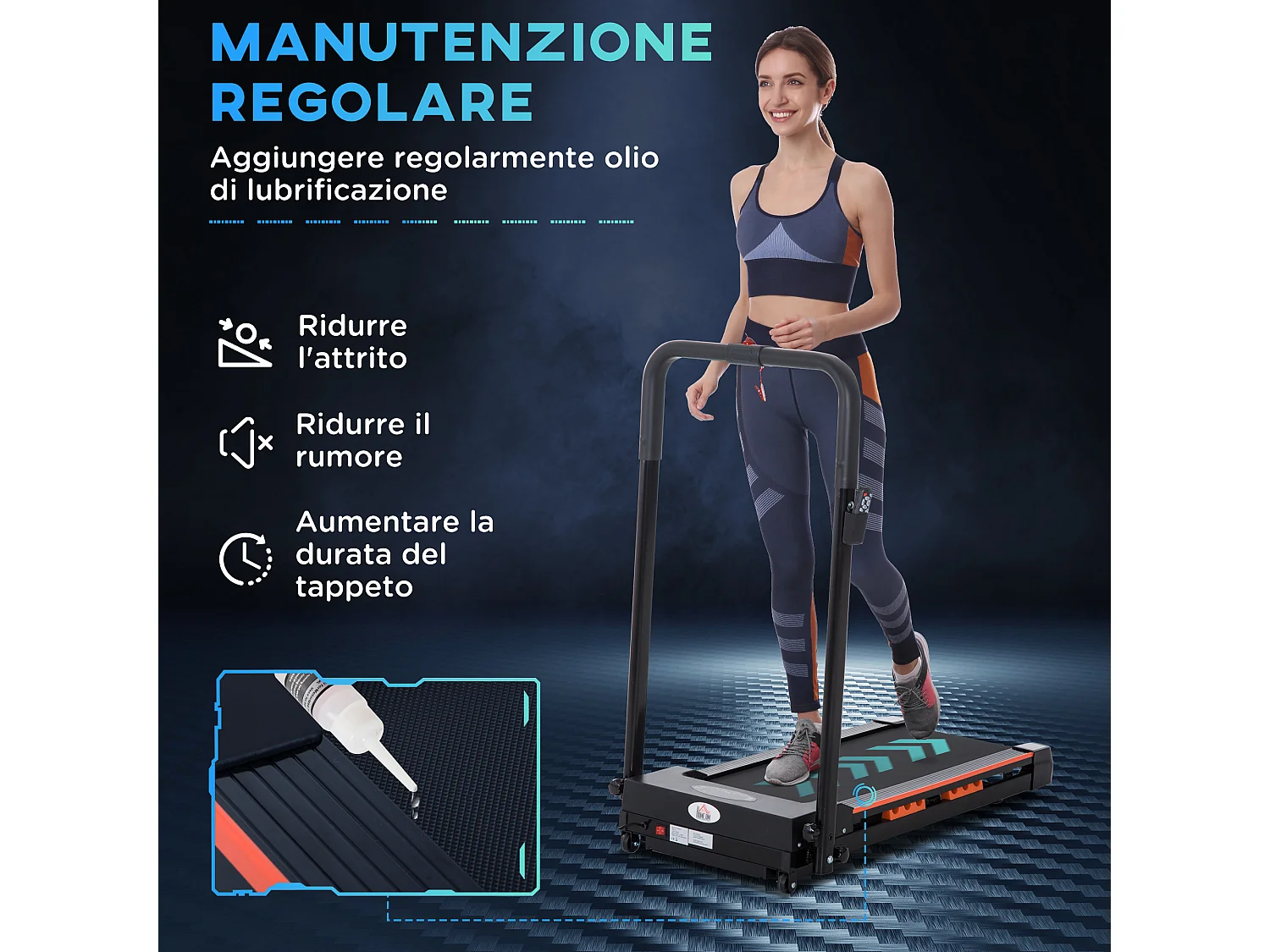 Tapis roulant elettrico pieghevole salvaspazio con telecomando