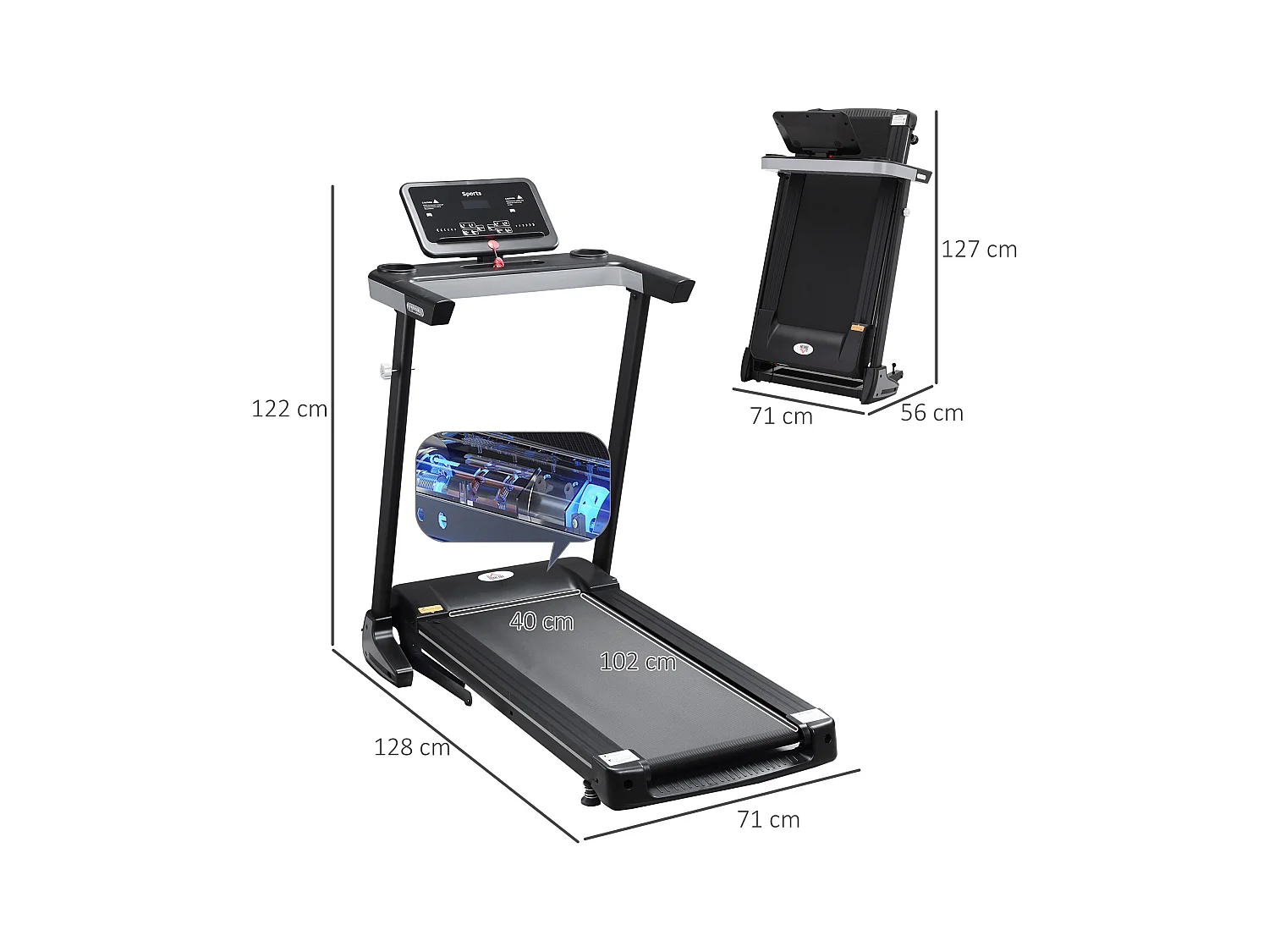 Tapis roulant elettrico pieghevole 1-12km/h motore 500w schermo lcd