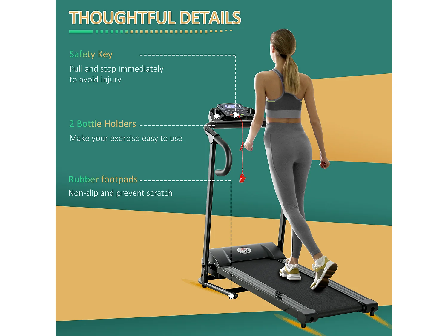 Tapis roulant elettrico pieghevole con display velocità 0.8-10km/h 500w