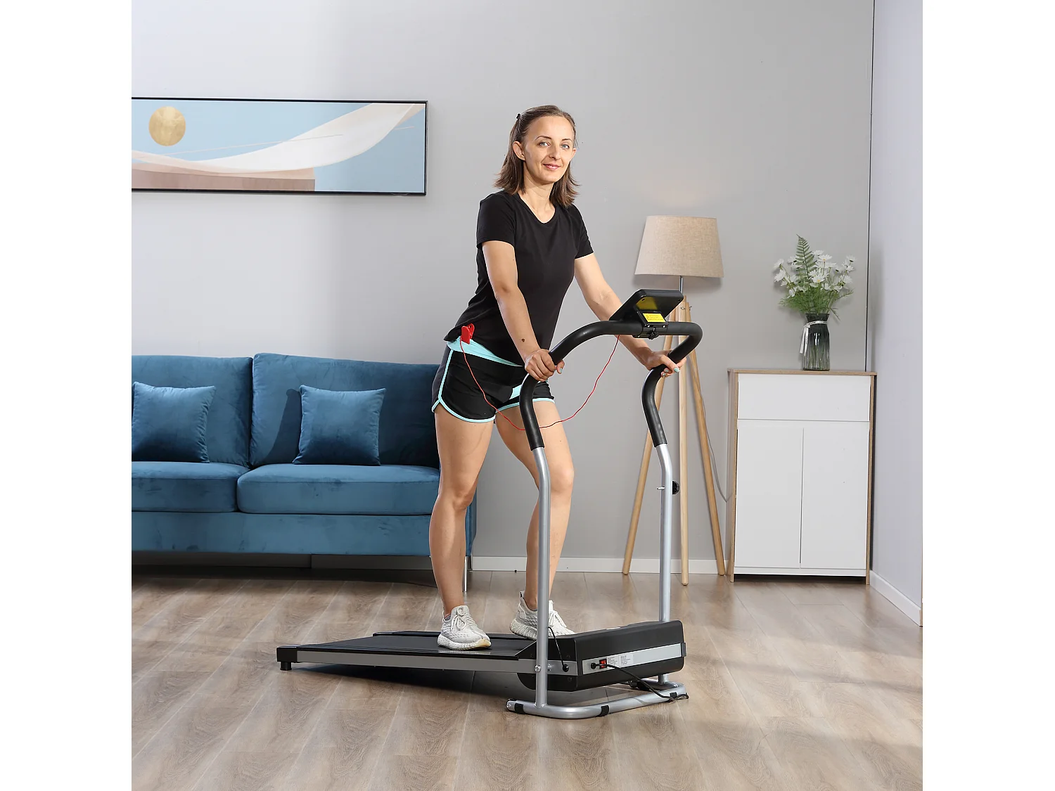 Tapis roulant elettrico pieghevole con schermo lcd per allenamento a casa
