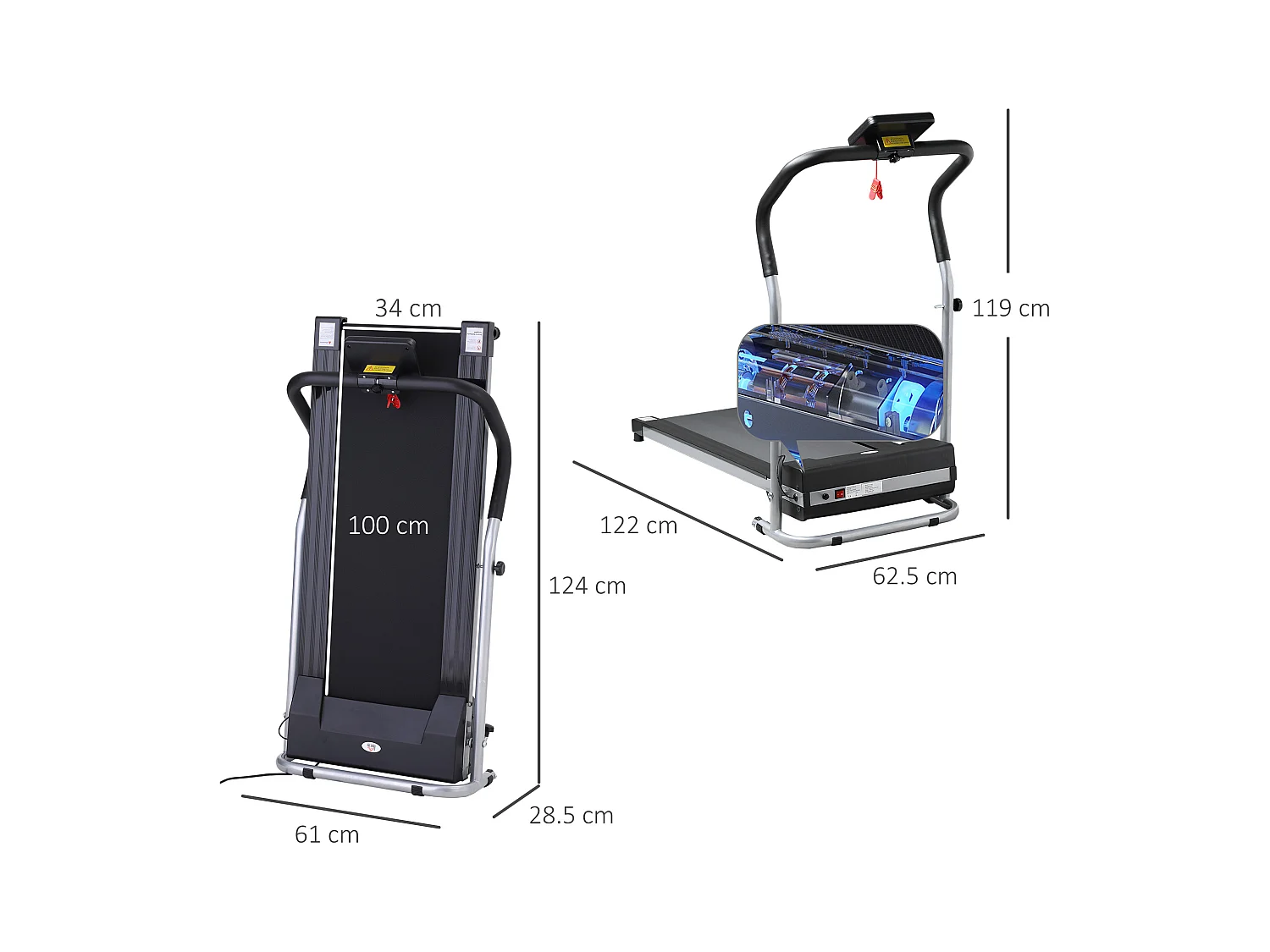 Tapis roulant elettrico pieghevole con schermo lcd per allenamento a casa