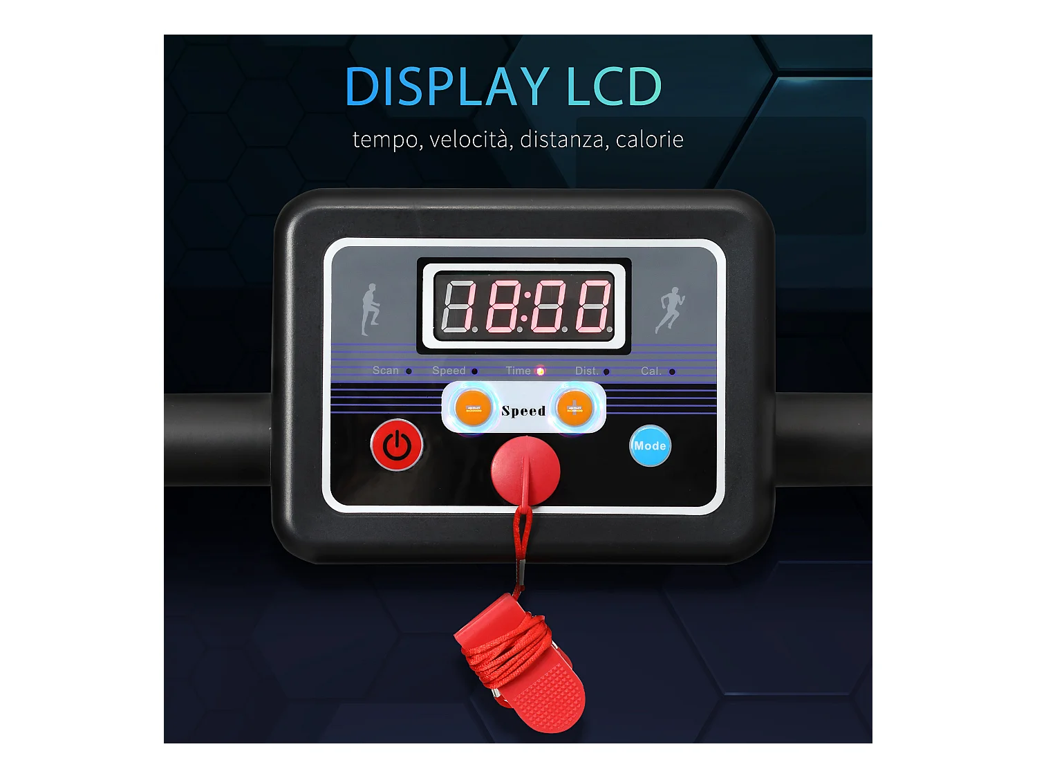 Tapis roulant elettrico pieghevole con schermo lcd per allenamento a casa