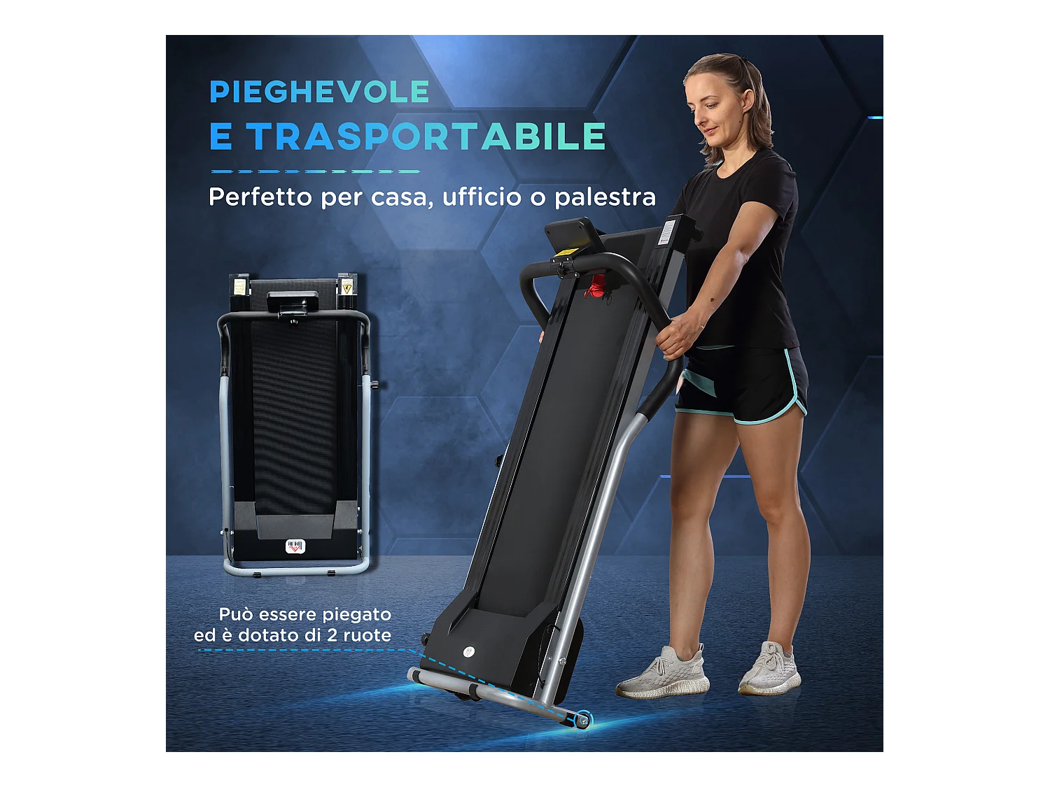 Tapis roulant elettrico pieghevole con schermo lcd per allenamento a casa