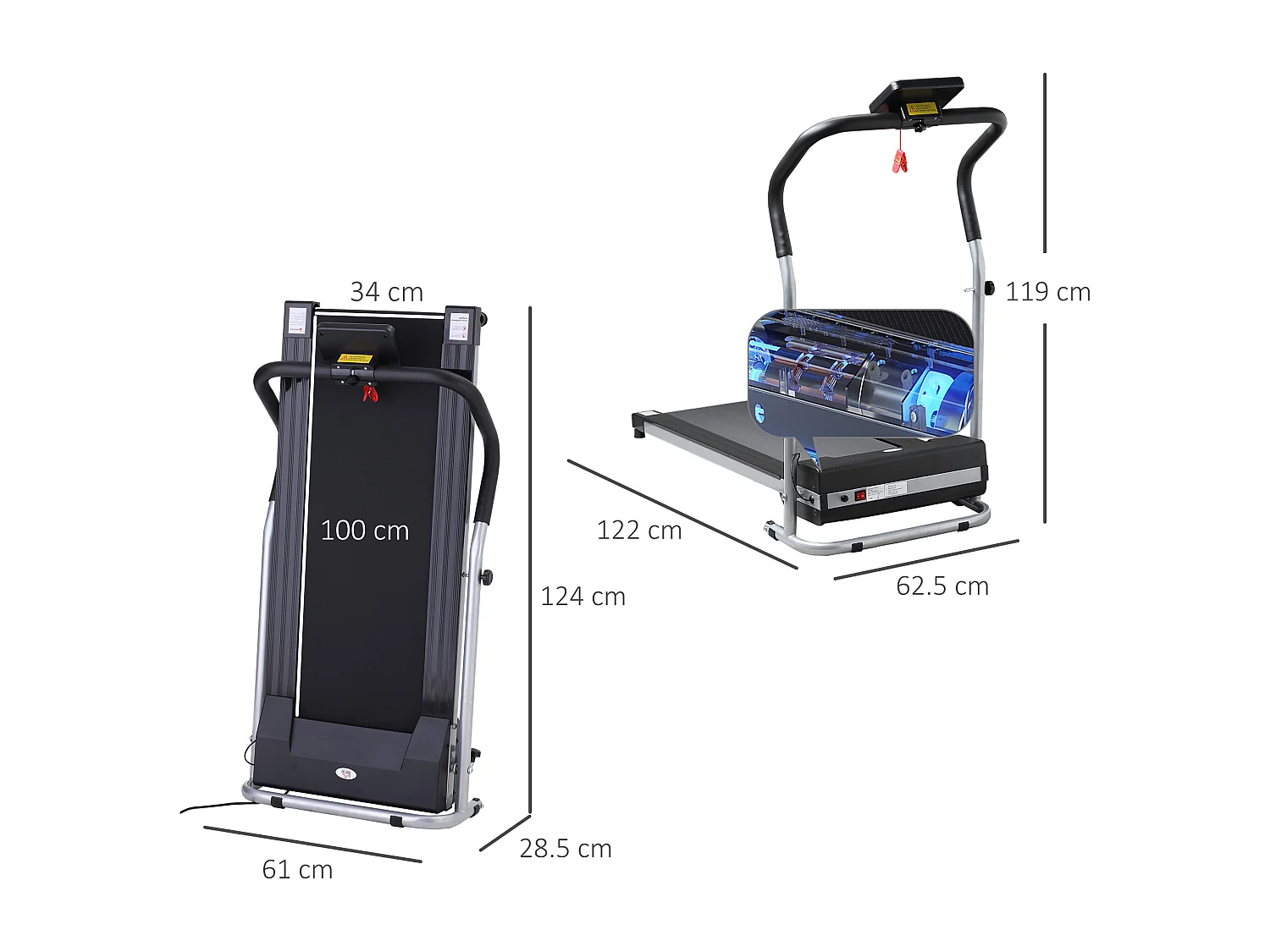 Tapis roulant elettrico pieghevole con schermo lcd per allenamento a casa