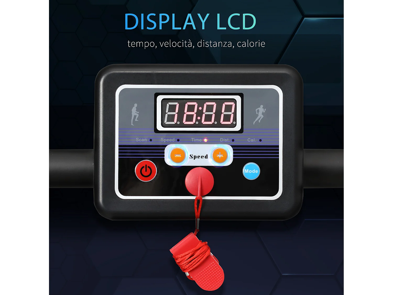 Tapis roulant elettrico pieghevole con schermo lcd per allenamento a casa