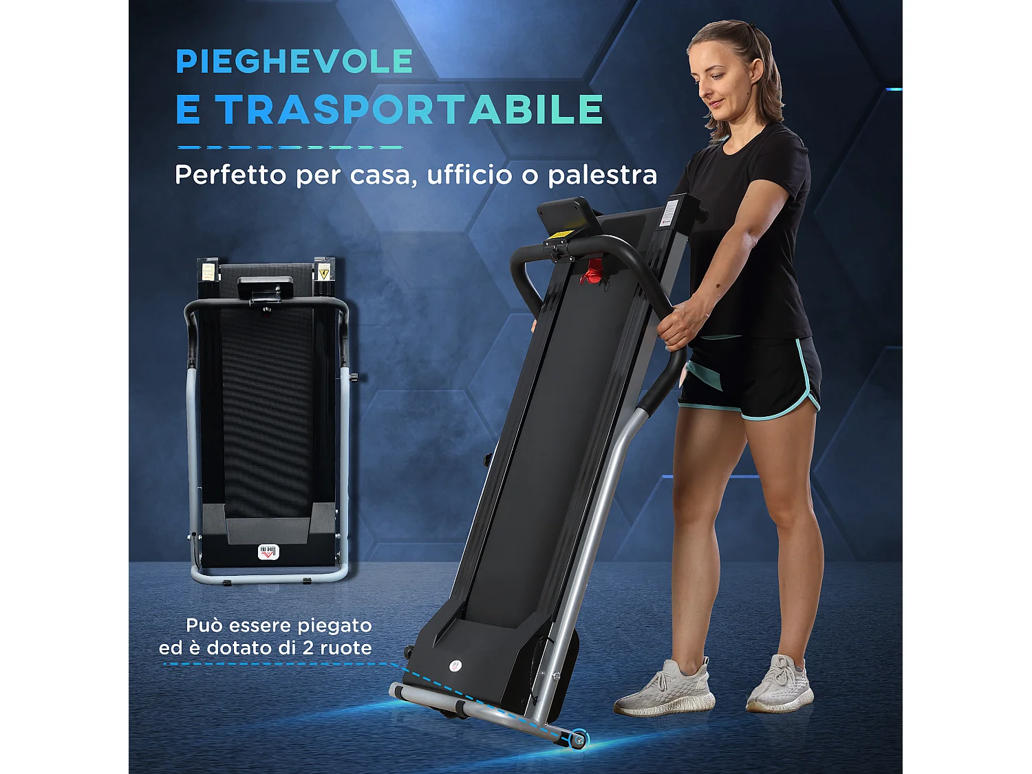 Tapis roulant elettrico pieghevole con schermo lcd per allenamento a casa