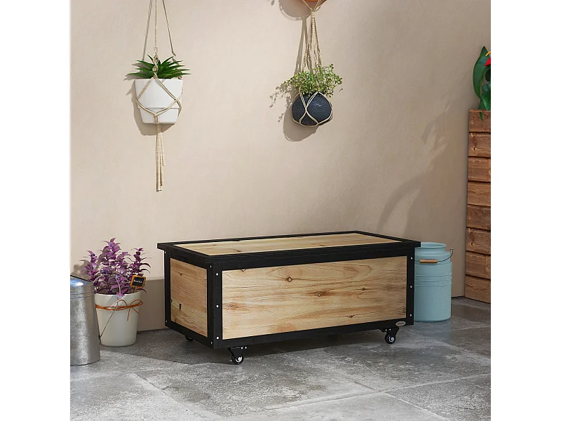 Panca contenitore da giardino da 121l in legno e acciaio colore legno