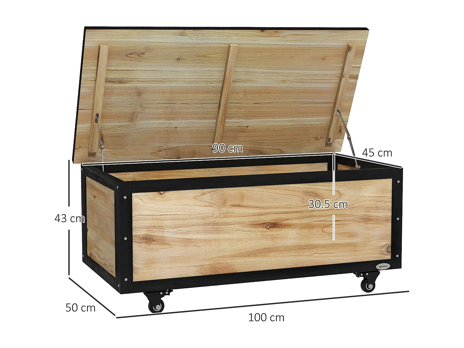 Panca contenitore da giardino da 121l in legno e acciaio colore legno