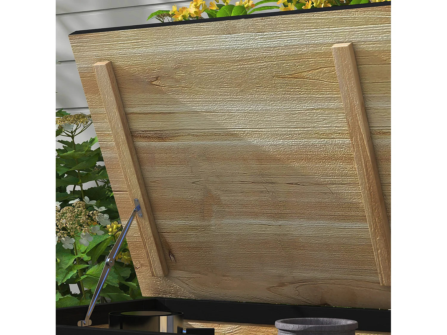 Panca contenitore da giardino da 121l in legno e acciaio colore legno