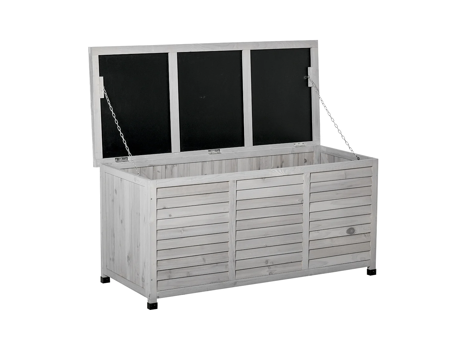 Panca contenitore da esterno con piedini antiscivolo in legno grigio