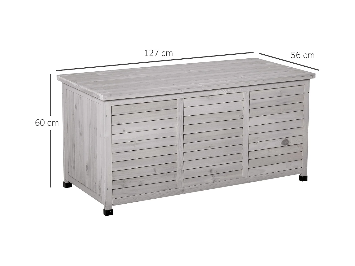 Panca contenitore da esterno con piedini antiscivolo in legno grigio