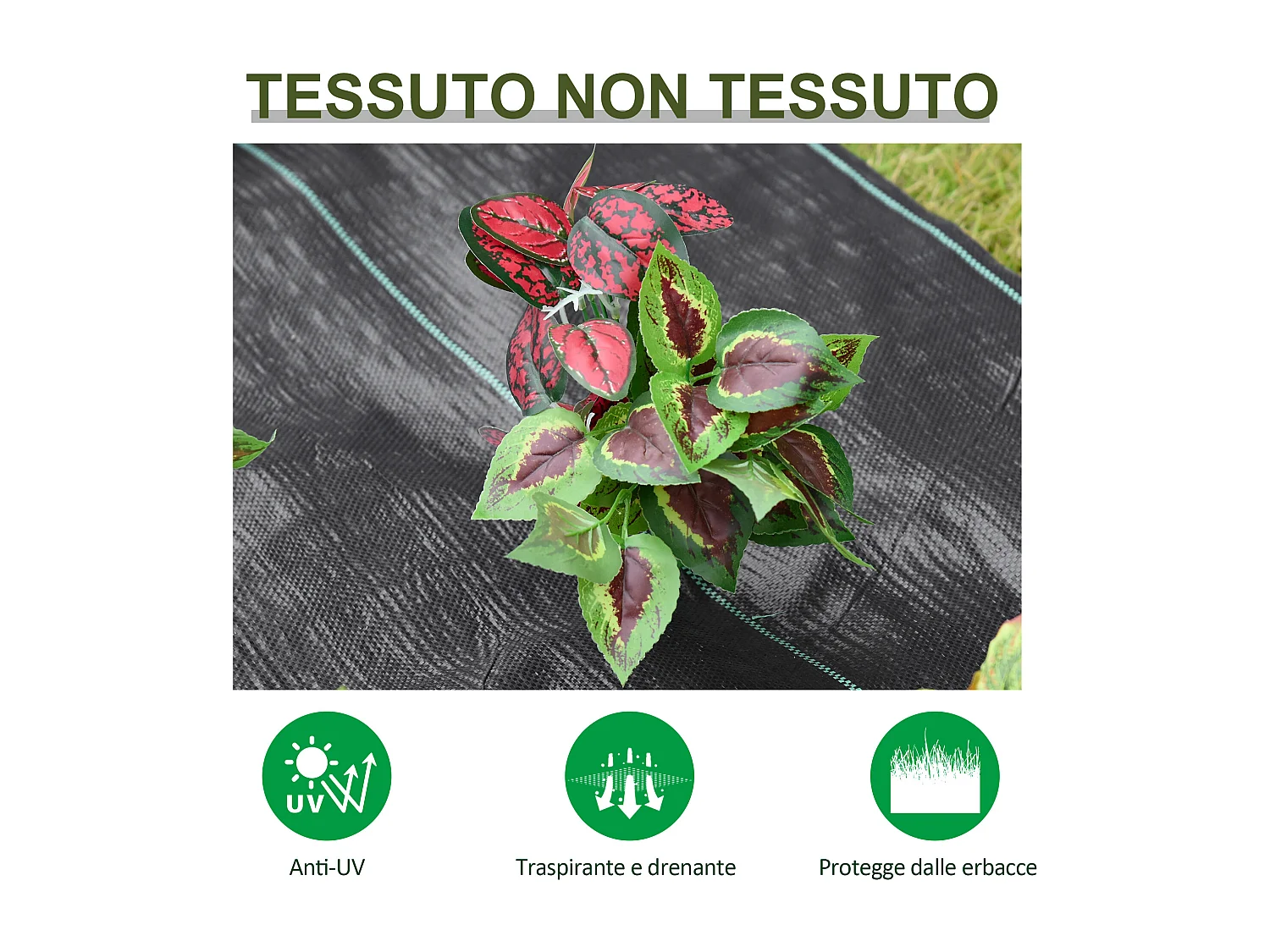 Telo pacciamante in pp nero 50x1 m quadrettato drenante e traspirante