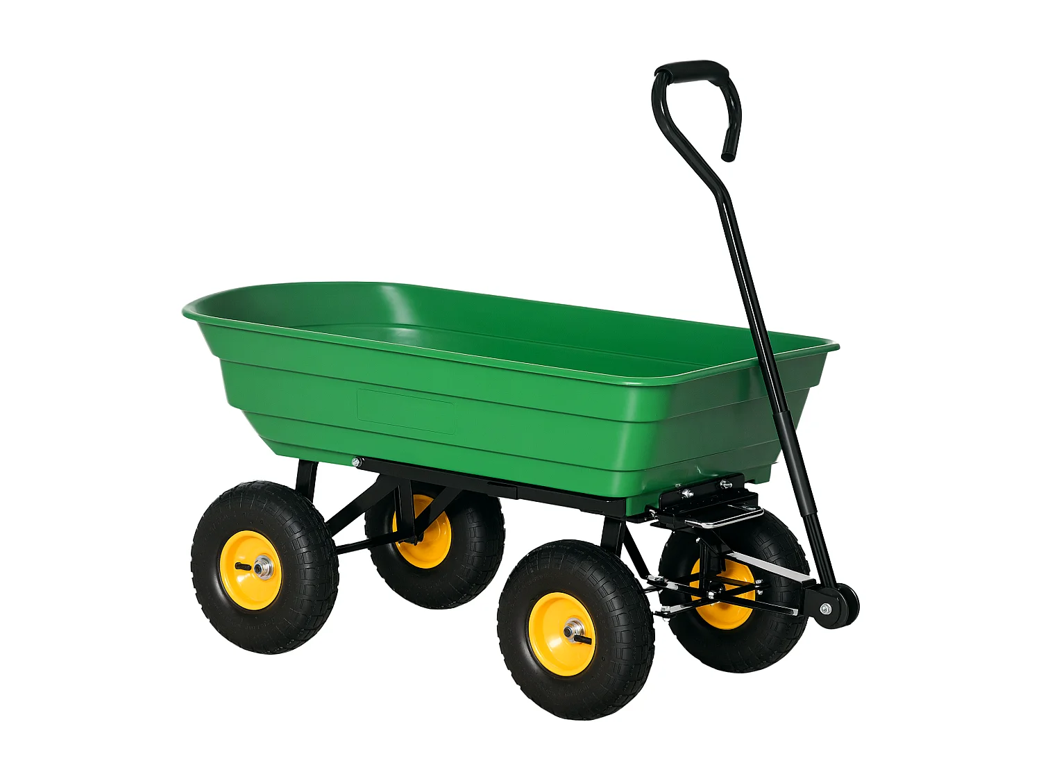 Carrello da giardino 75l in acciaio e pp con vasca verde