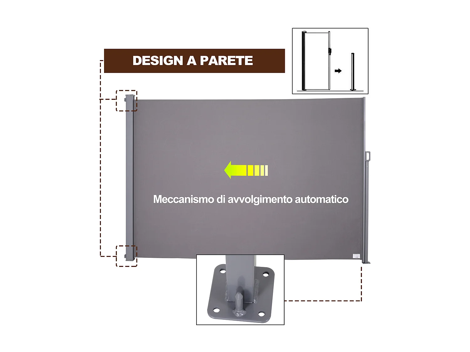 Tenda da sole avvolgibile in poliestere imperemabile anti-uv