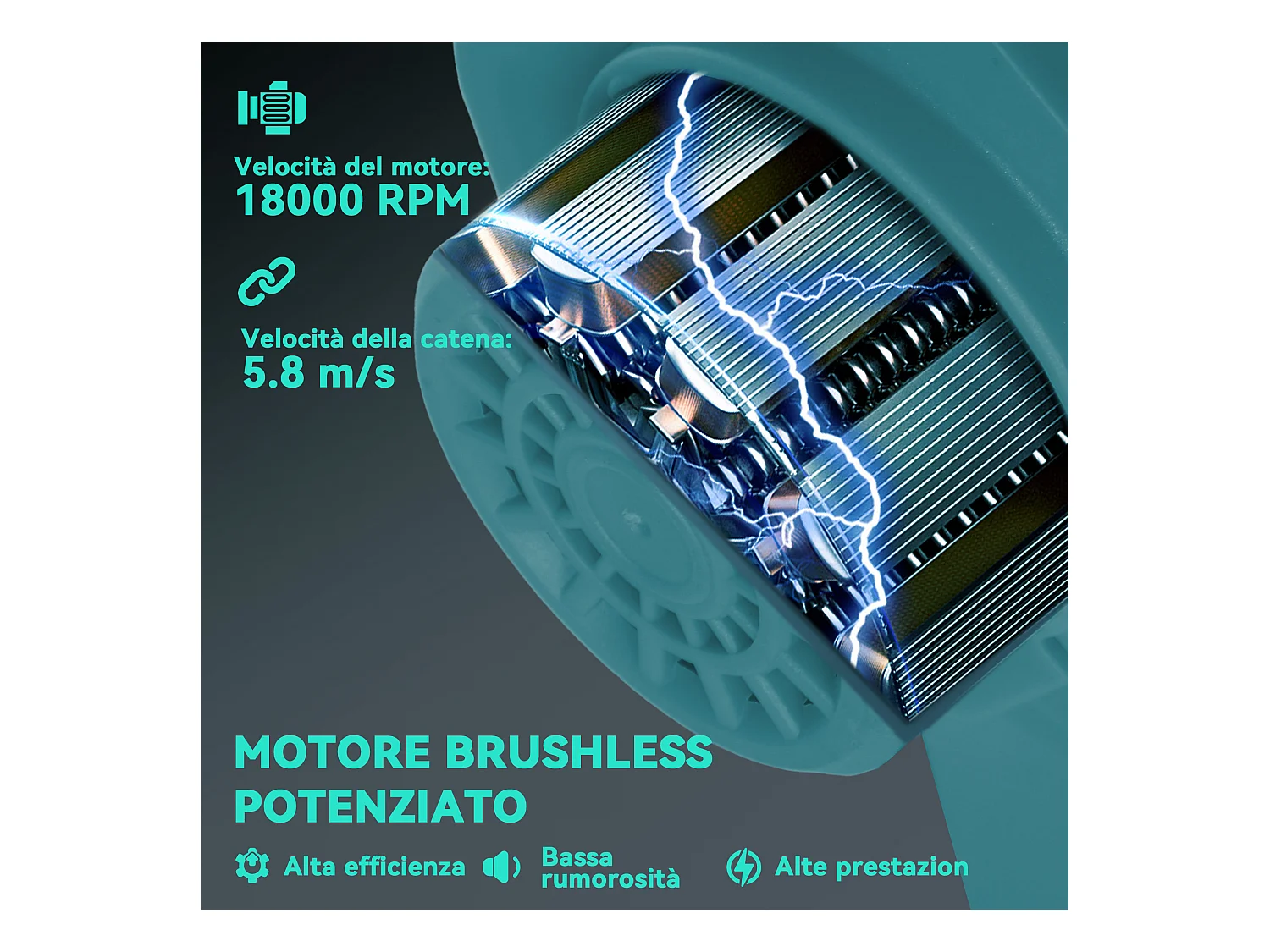 Motosega a batterie 2in1 con palo telescopico e motore brushless blu