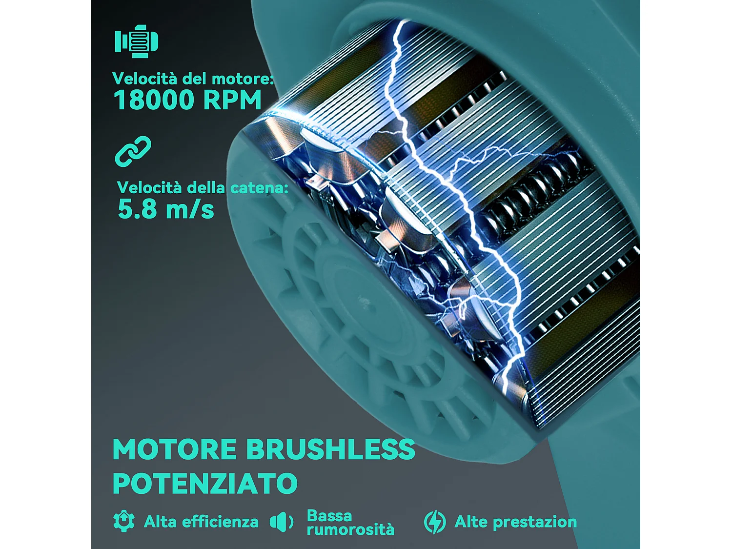 Motosega a batterie 2in1 con palo telescopico e motore brushless blu