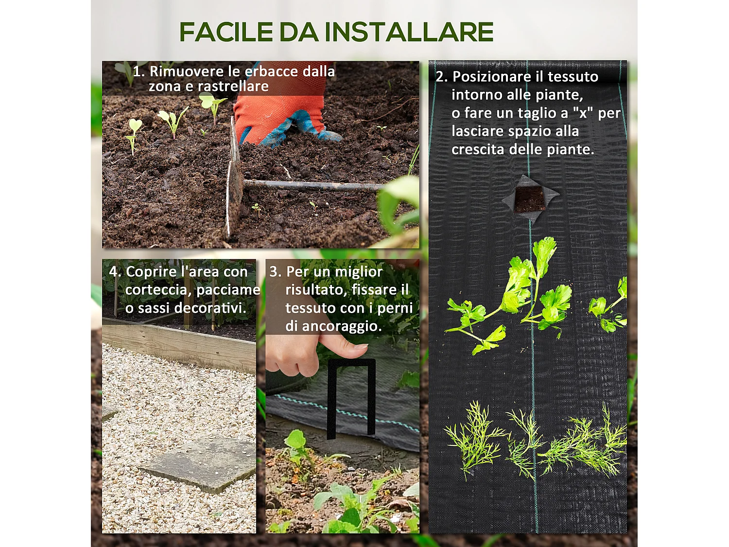 Telo per pacciamatura 50x2 m traspirante e anti-uv in pp nero