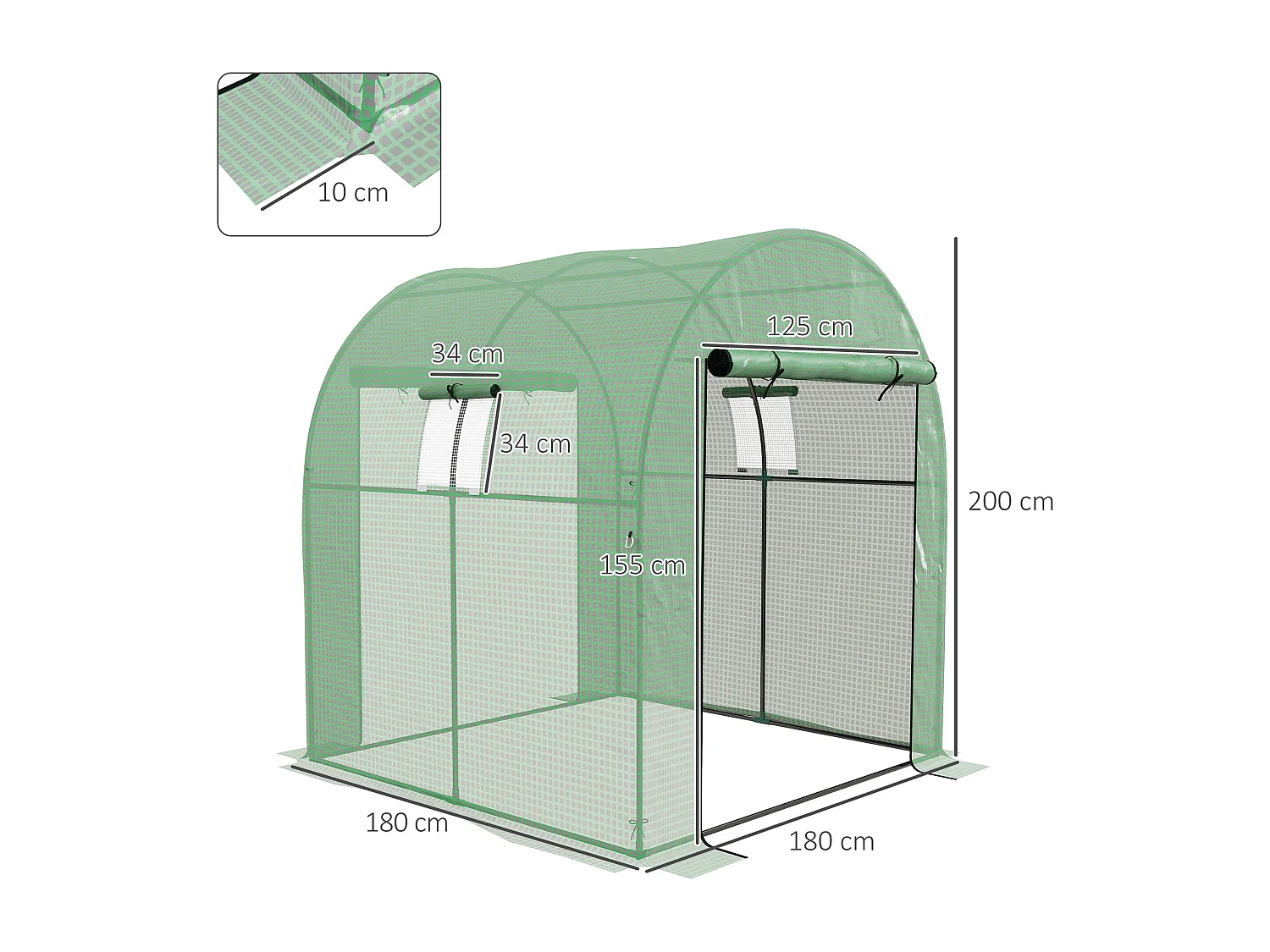 Serra a tunnel per orto con copertura verde in pe e acciaio