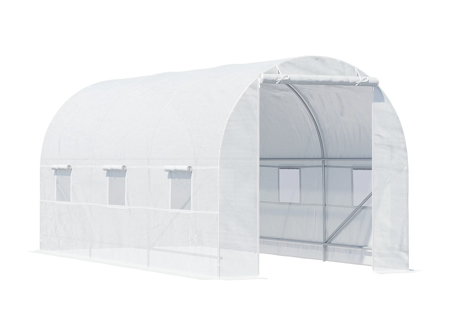 Serra da giardino a tunnel 4.5x2x2m con copertura pe bianco