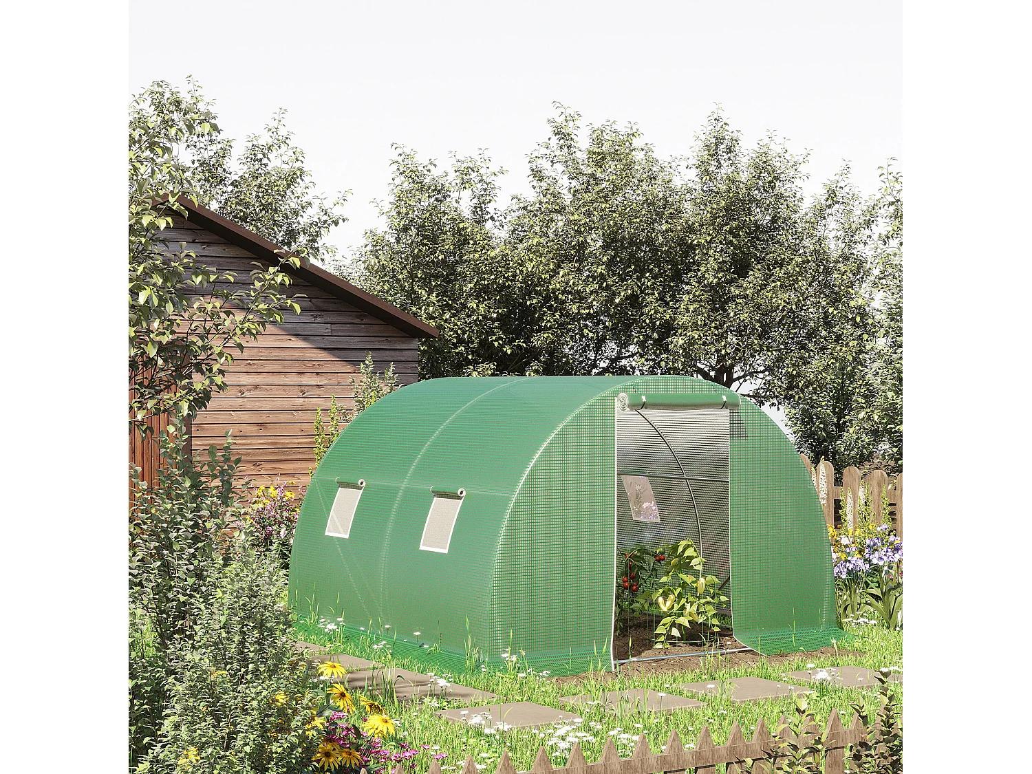 Serra a tunnel 3x3x2m con porta avvolgibile e 4 finestre