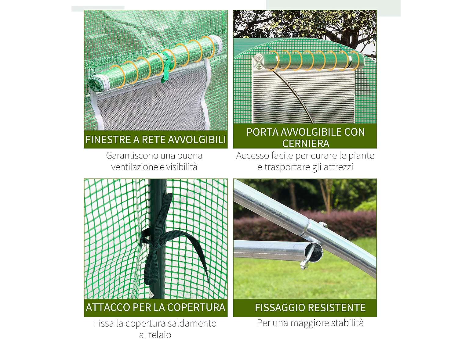 Serra a tunnel 3x3x2m con porta avvolgibile e 4 finestre