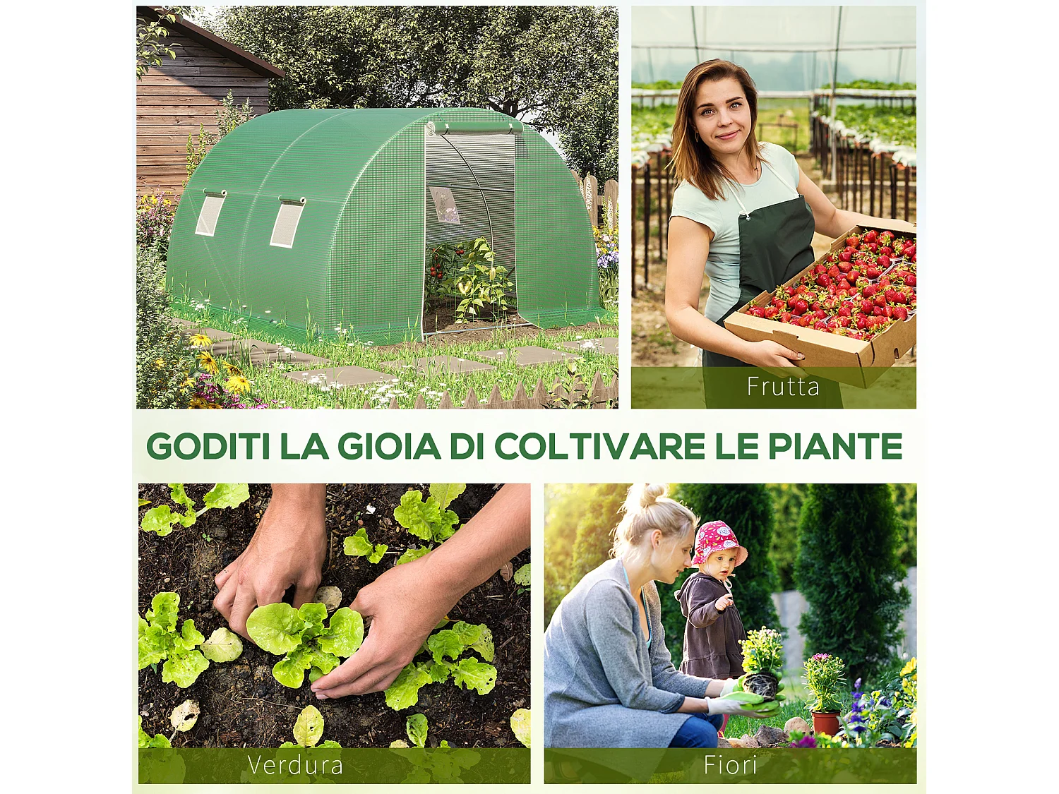 Serra a tunnel 3x3x2m con porta avvolgibile e 4 finestre