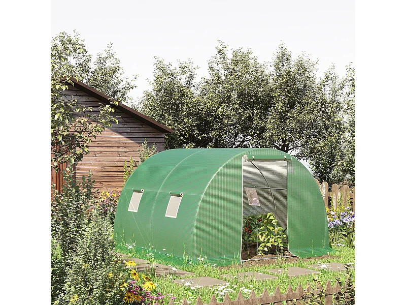 Serra a tunnel 3x3x2m con porta avvolgibile e 4 finestre