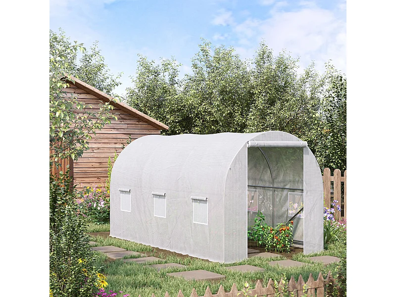 Serra da giardino per piante in pe con tubi in metallo 3.5x2x2m bianco