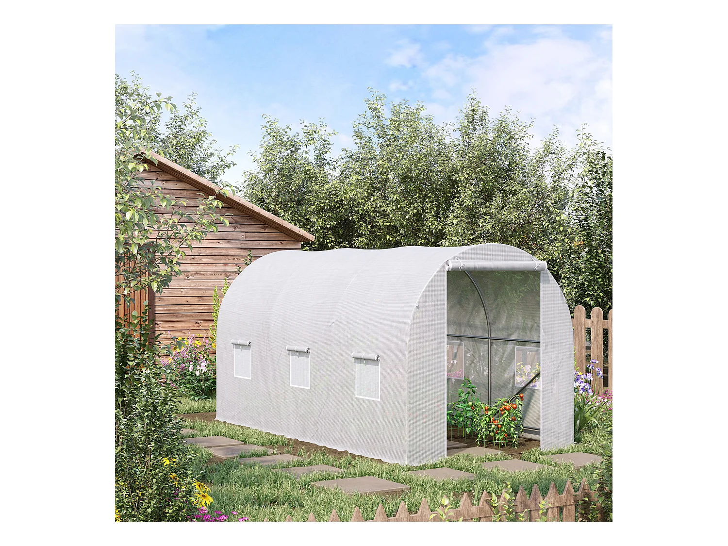 Serra da giardino per piante in pe con tubi in metallo 3.5x2x2m bianco