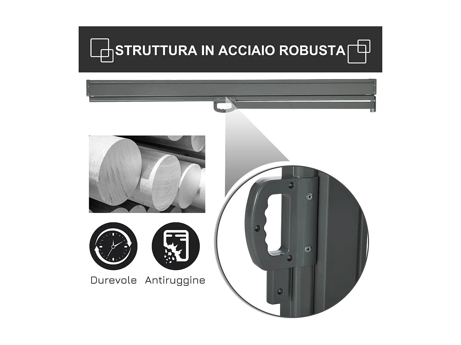 Frangivista da giardino estensibile fino 3m e avvolgibile grigio