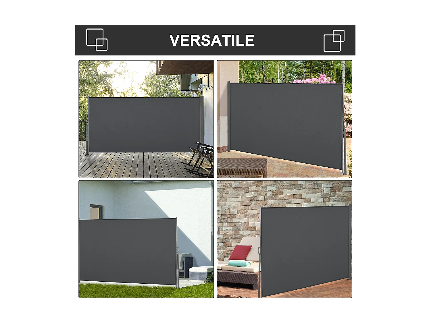 Frangivista da giardino estensibile fino 3m e avvolgibile grigio