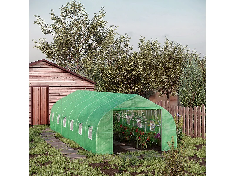 Serra per orto a tunnel 8x3x2m in pe con porta e finestre