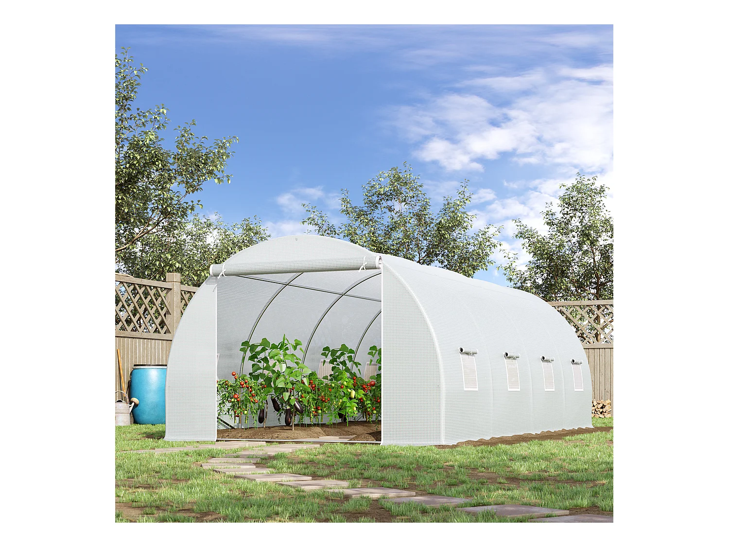 Serra a tunnel 6x3x2m per orto e giardino in metallo e pe