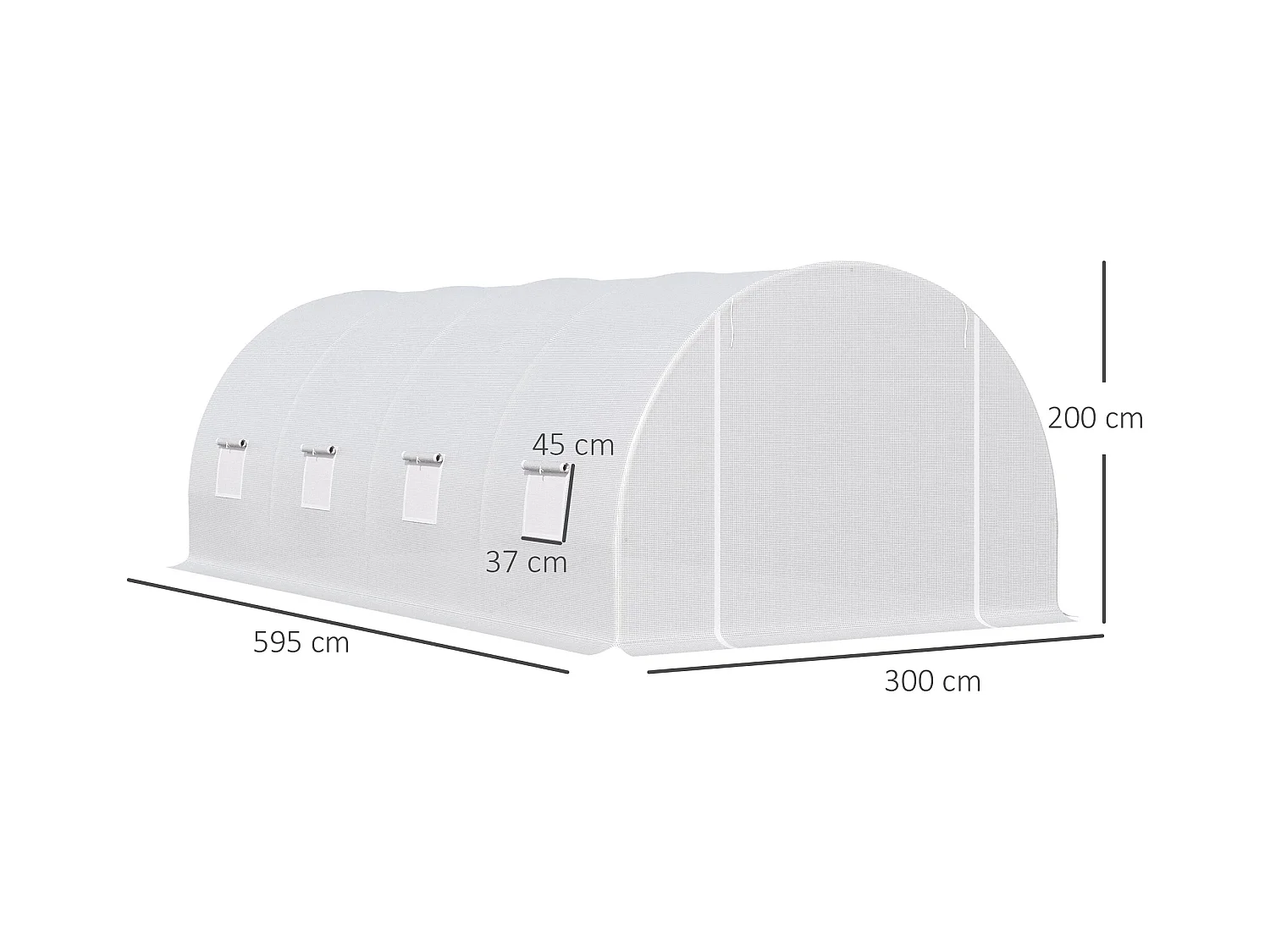 Serra a tunnel 6x3x2m per orto e giardino in metallo e pe