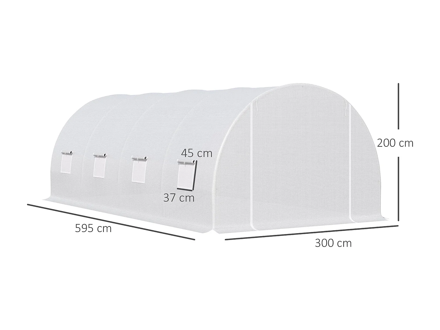 Serra a tunnel 6x3x2m per orto e giardino in metallo e pe