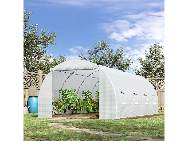 Serra a tunnel 6x3x2m per orto e giardino in metallo e pe