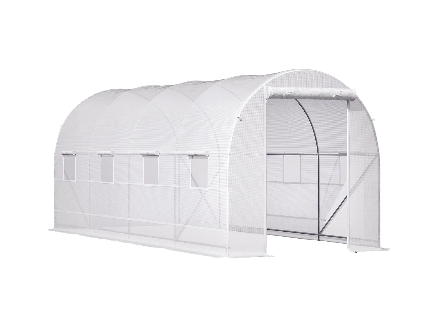 Serra da giardino a tunnel 5x2x2m in metallo e pe bianco