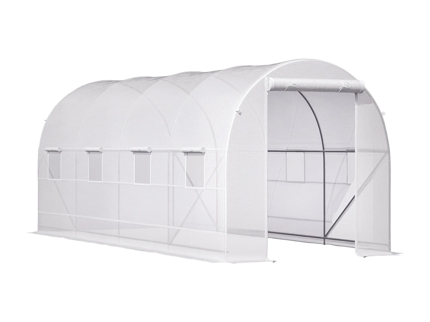 Serra da giardino a tunnel 5x2x2m in metallo e pe bianco