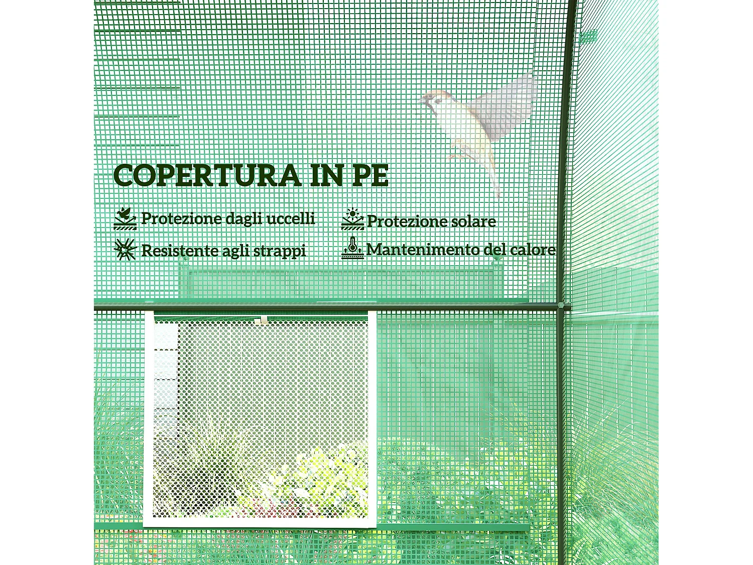 Serra da giardino a tunnel in acciaio e pe 2.5x2x2m